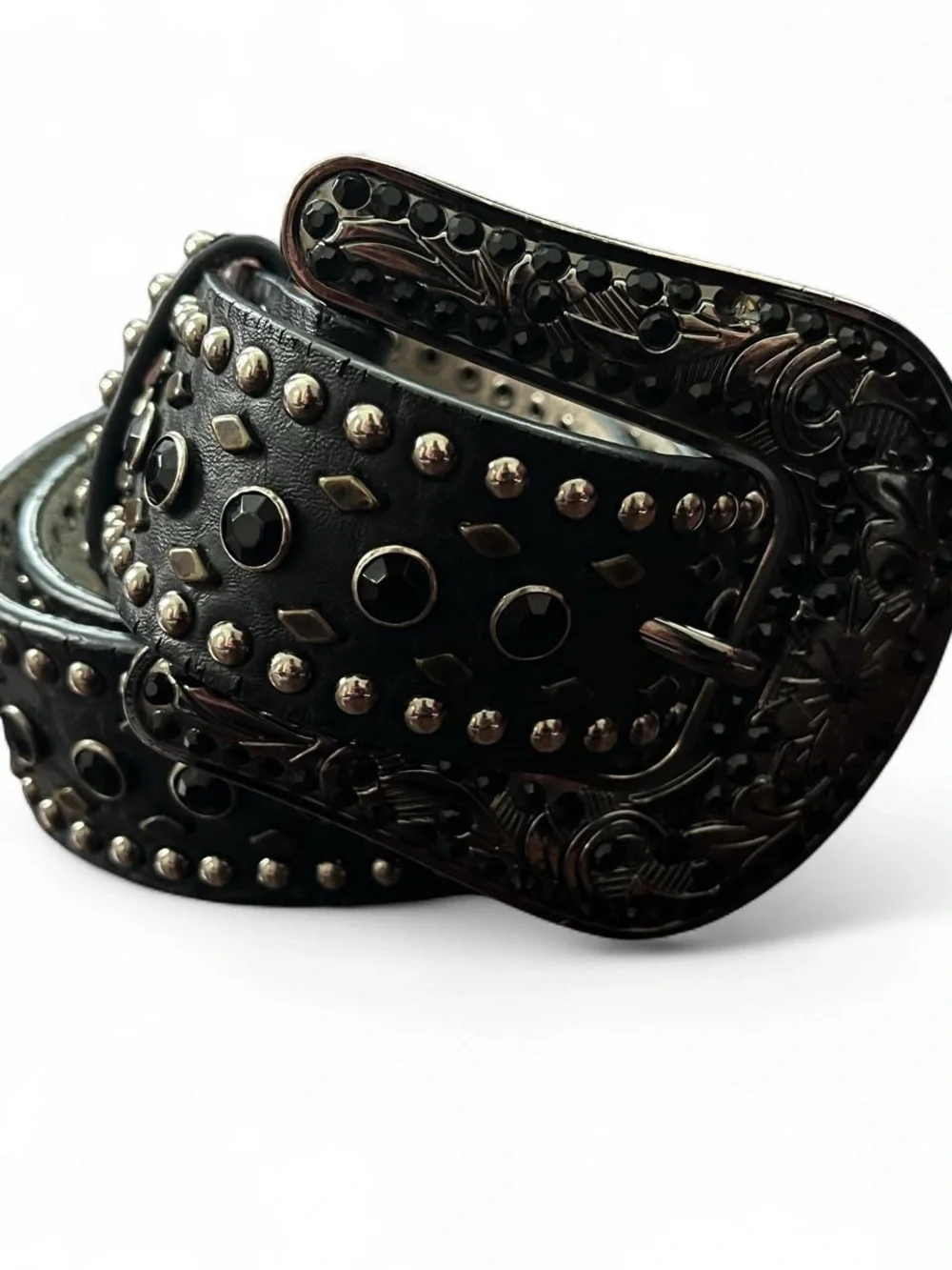 Nocona Rhinestone Studded Leather Belt